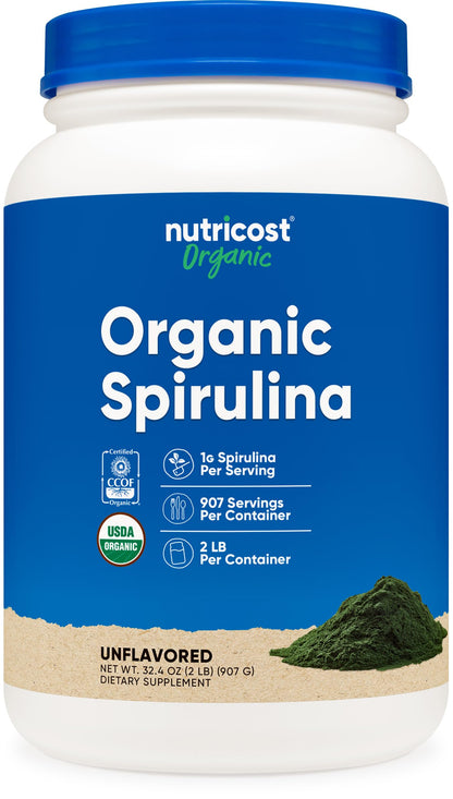 Nutricost Organic Spirulina Powder 2 LB - Pure, Certified Organic Spirulina
