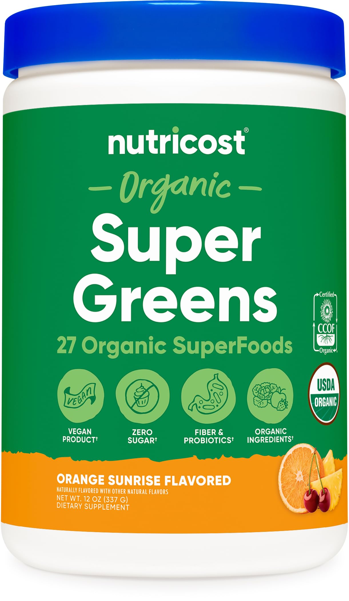 Nutricost Organic Super Greens Powder – Orange Sunrise (30 Servings)