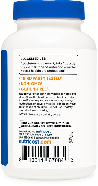 Nutricost Ox Bile Capsules 125mg, 240 Capsules - Non-GMO