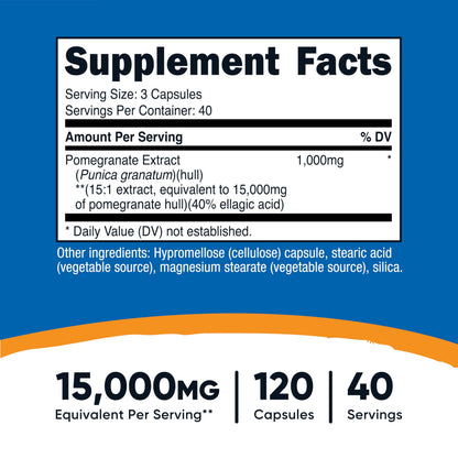 Nutricost Pomegranate Extract (15000 mg Equivalent) 120 Capsules - 40 Servings