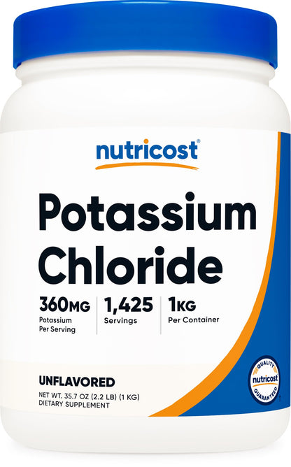 Nutricost Potassium Chloride Powder 1kg – Gluten Free & Non-GMO