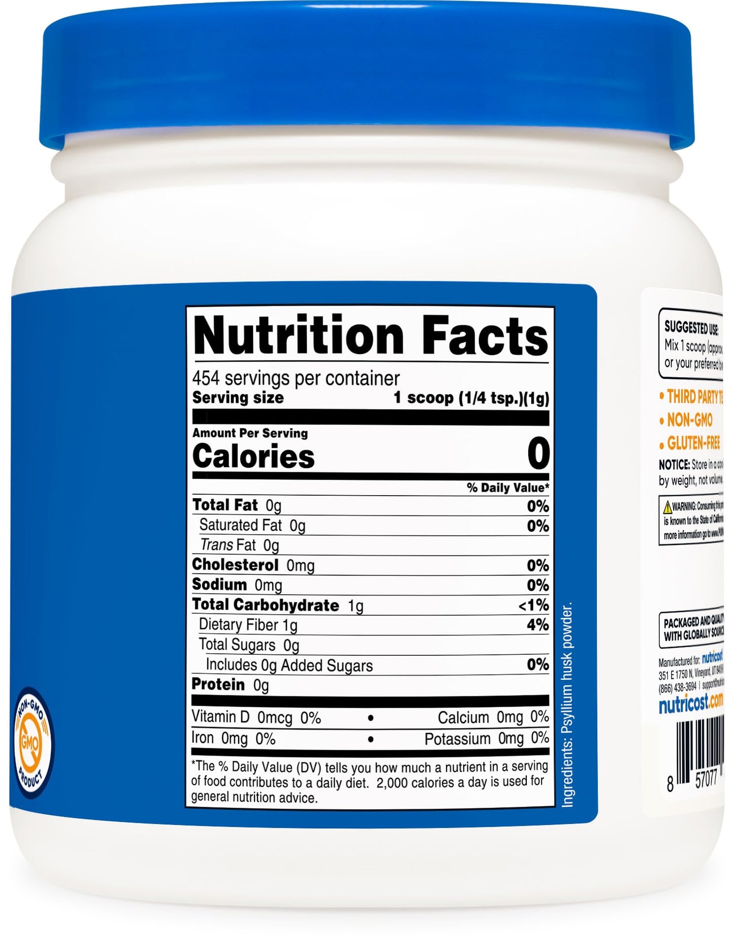 Nutricost Psyllium Husk Ground Powder (1lbs) - Gluten Free and Non-GMO