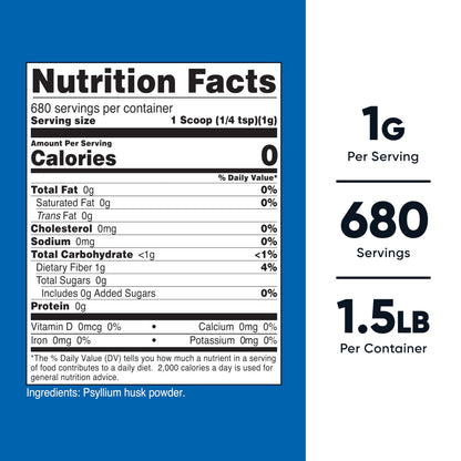 Nutricost Psyllium Husk Powder (1.5 lb) – GMO-Free, Gluten-Free