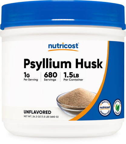 Nutricost Psyllium Husk Powder (1.5 lb) – GMO-Free, Gluten-Free