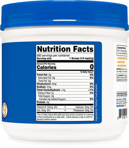 Nutricost Psyllium Husk Powder (1.5 lb) – GMO-Free, Gluten-Free