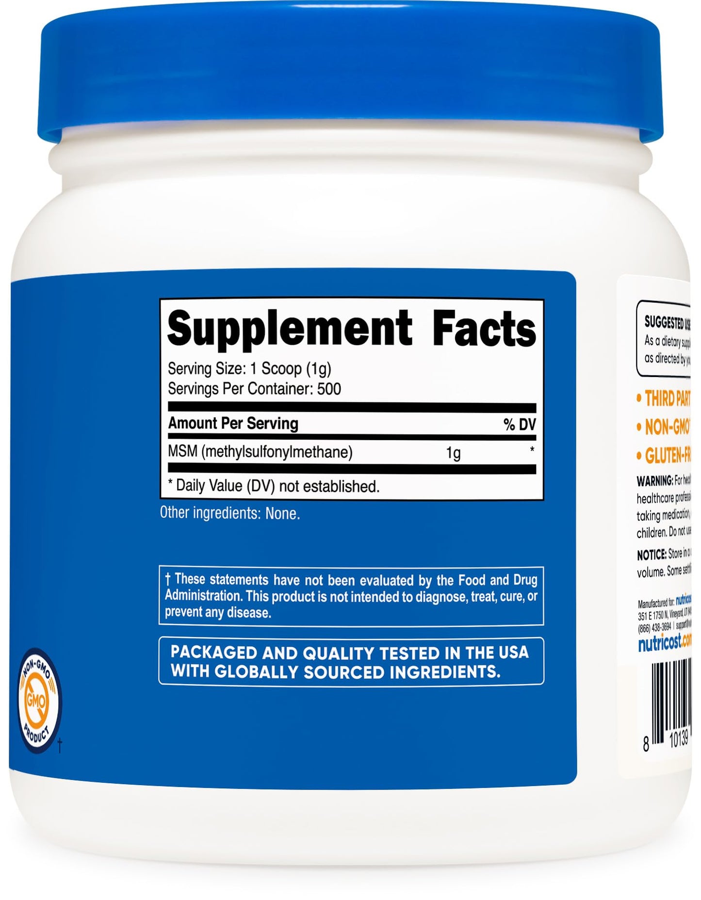 Nutricost Pure MSM Powder 500g (Methylsulfonylmethane)