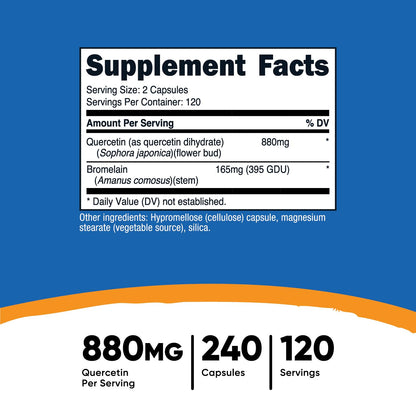 Nutricost Quercetin 880mg - 120 Servings (440mg Quercetin per Cap) - Gluten Free, Non-GMO