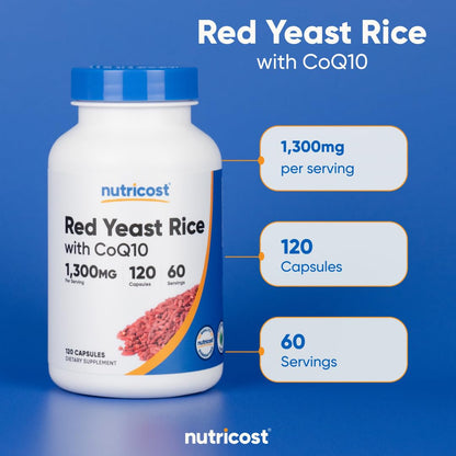 Nutricost Red Yeast Rice with CoQ10 1300mg – 120 Servings (Pack of 2) – Non-GMO, Gluten Free