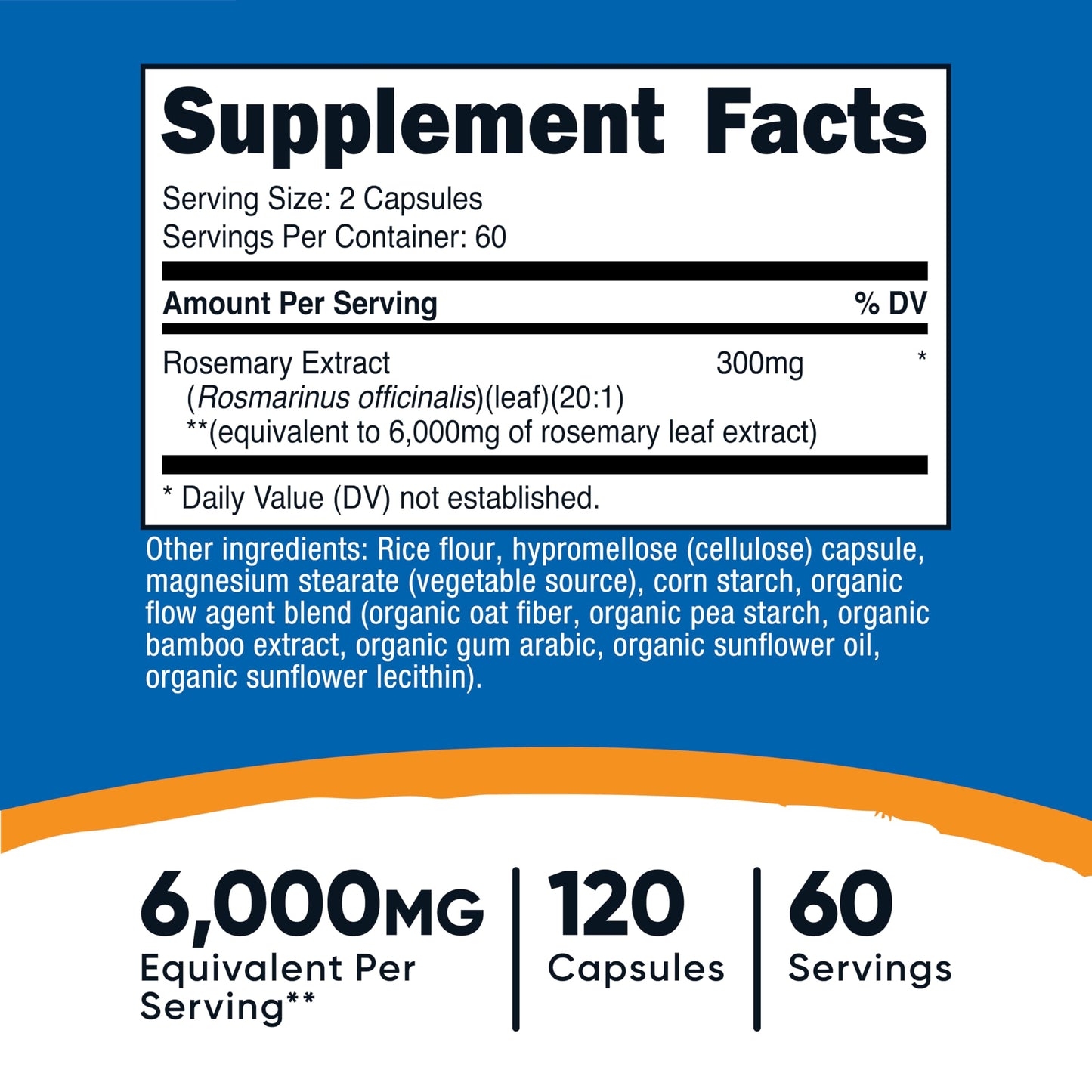 Nutricost Rosemary Extract (6000mg Equivalent) 120 Vegan Capsules