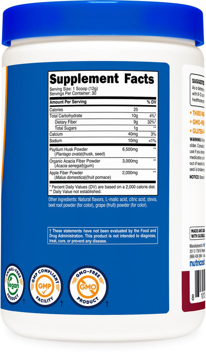 Nutricost Soluble Fiber (Berry Flavored) – 30 Servings | Vegan, Non-GMO, Gluten Free