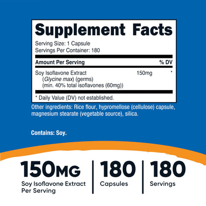 Nutricost Soy Isoflavones 150mg, 180 Veggie Capsules - Gluten Free, Non-GMO, Vegetarian Friendly