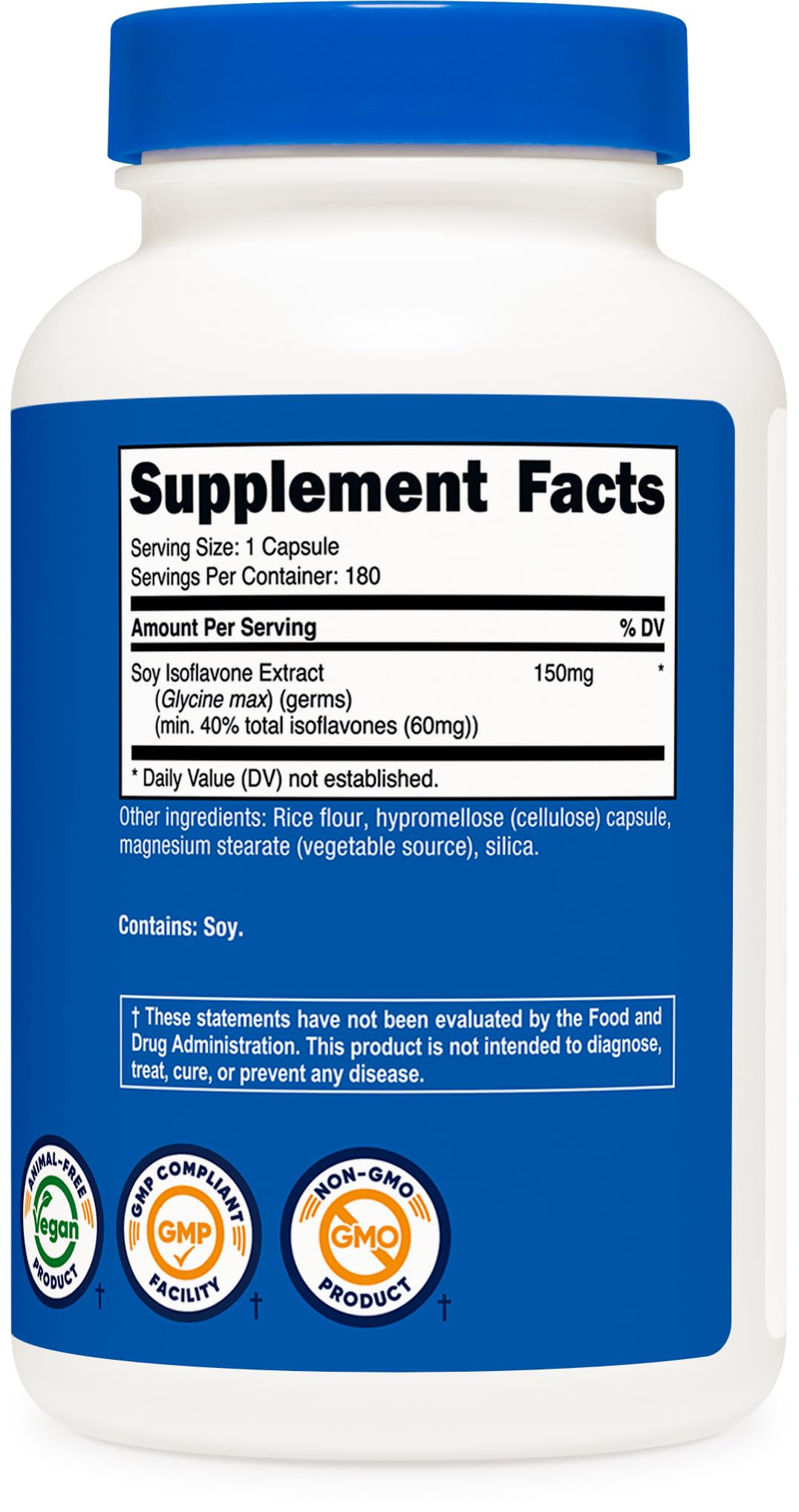 Nutricost Soy Isoflavones 150mg, 180 Veggie Capsules - Gluten Free, Non-GMO, Vegetarian Friendly