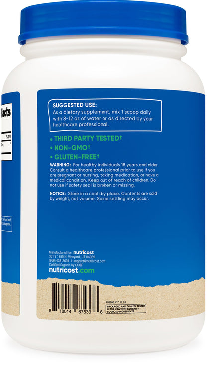 Nutricost Organic Spirulina Powder 2 LB - Pure, Certified Organic Spirulina