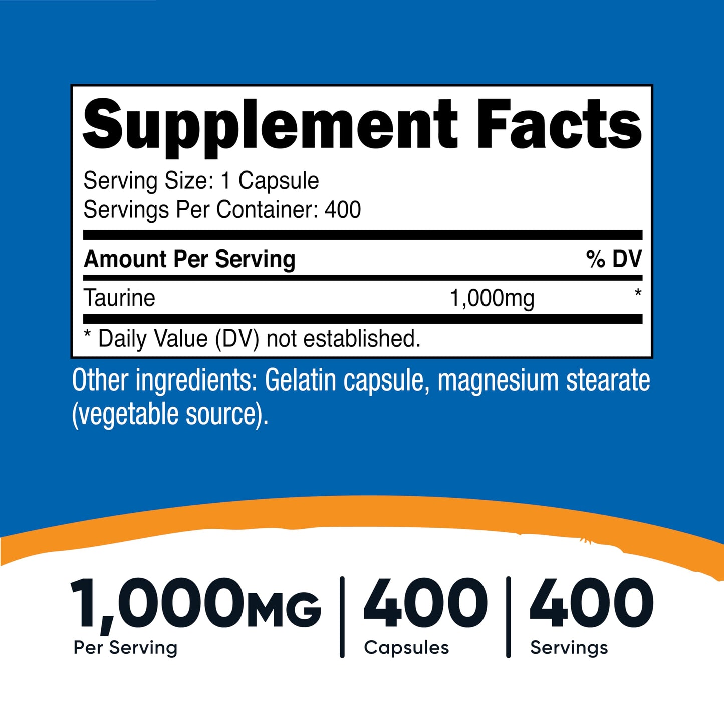 Nutricost Taurine 1000mg - 400 Capsules | Essential Amino Acid