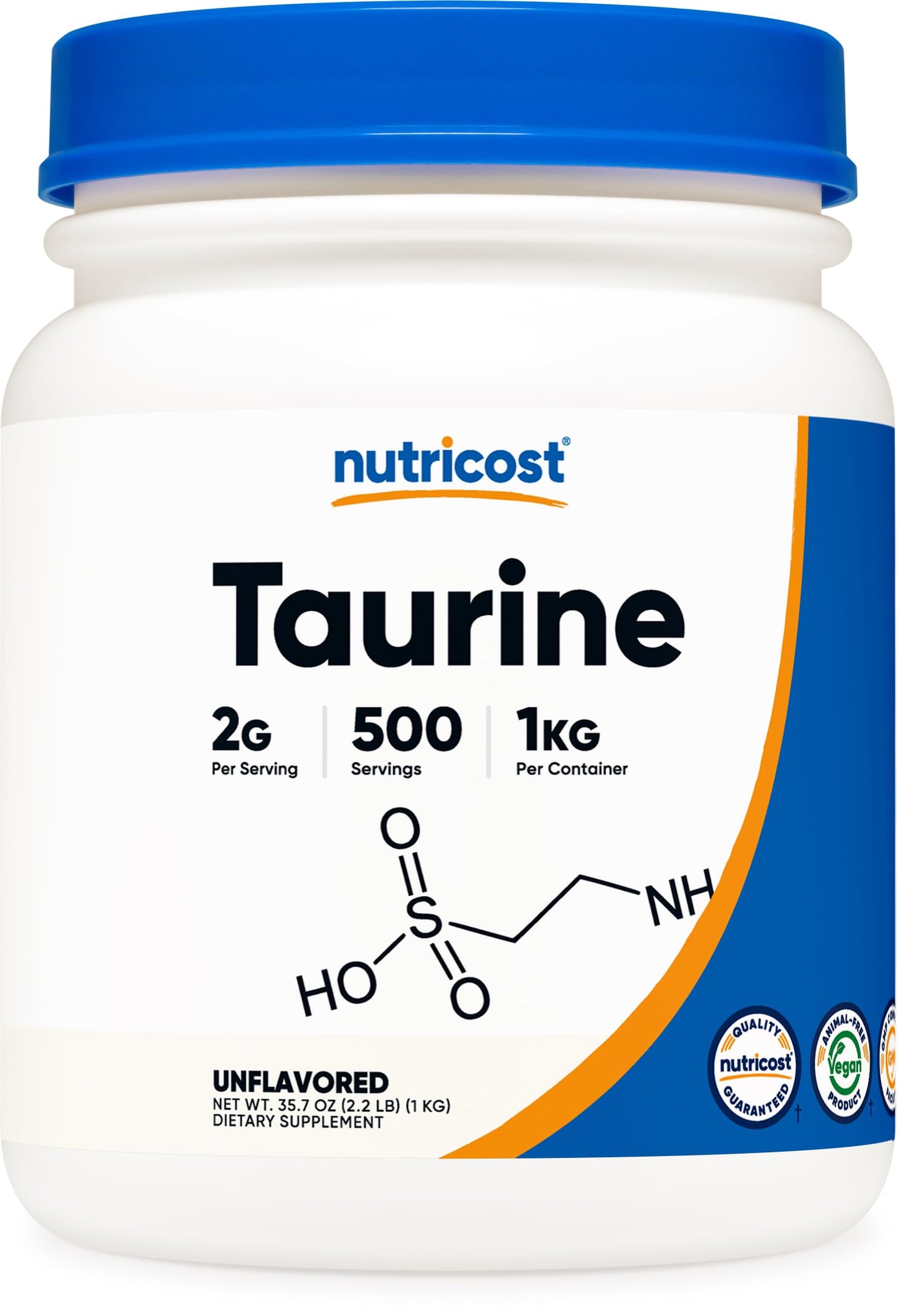 Nutricost Taurine Powder (1KG) – 500 Servings, Taurine Supplement