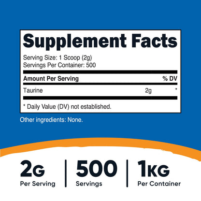 Nutricost Taurine Powder (1KG) – 500 Servings, Taurine Supplement