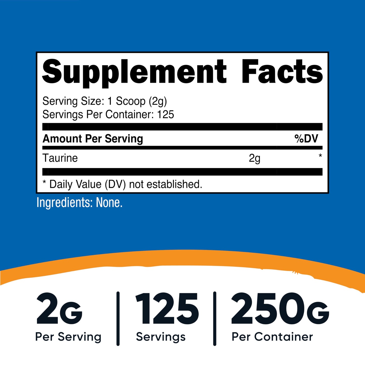 Nutricost Taurine Powder 250 Grams - 125 Servings, 2000mg Per Serving