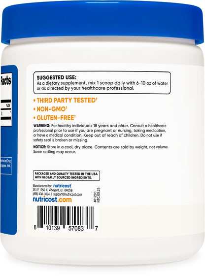 Nutricost Taurine Powder 250 Grams - 125 Servings, 2000mg Per Serving