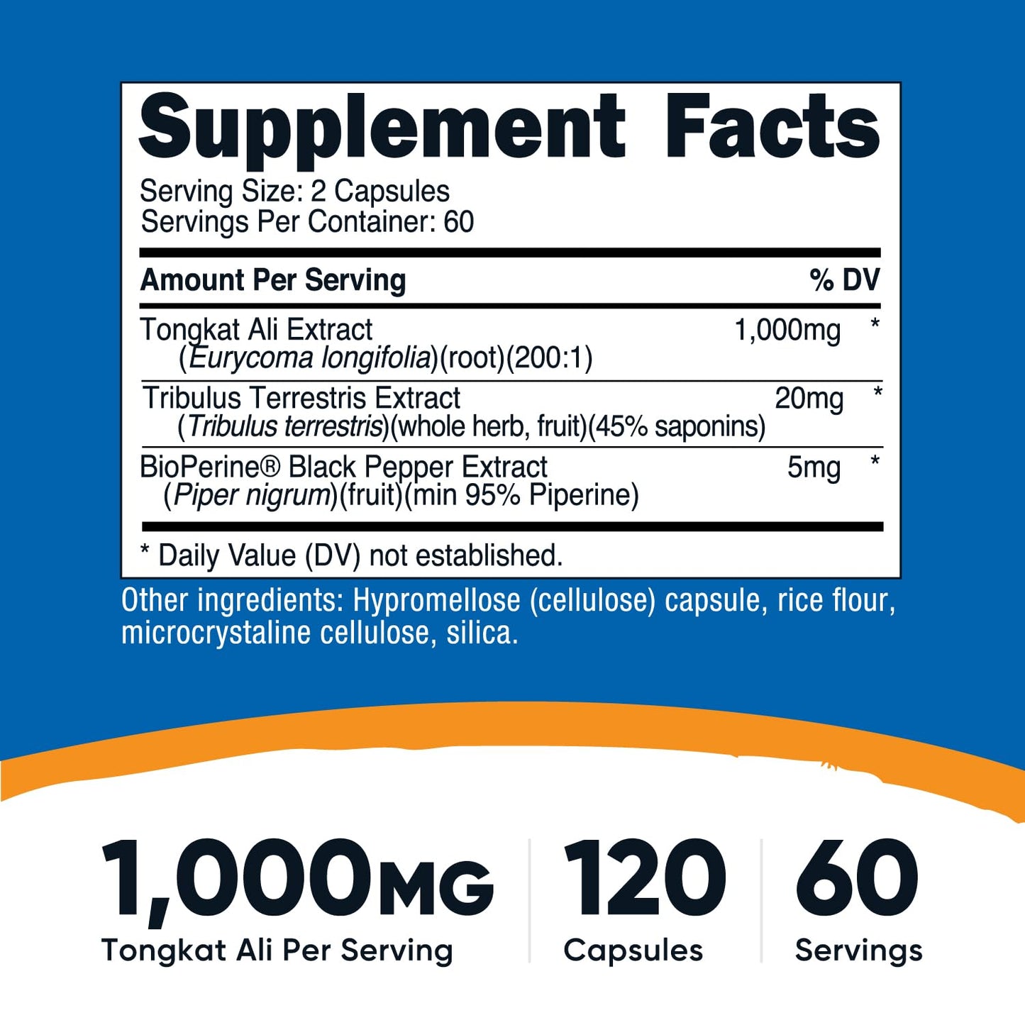 Nutricost Tongkat Ali 1000mg - 120 Veg Capsules, Tribulus, BioPerine