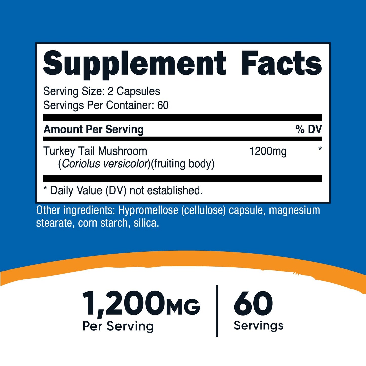 Nutricost Turkey Tail Mushroom Capsules 1200mg | 60 Servings | Gluten Free, Non-GMO