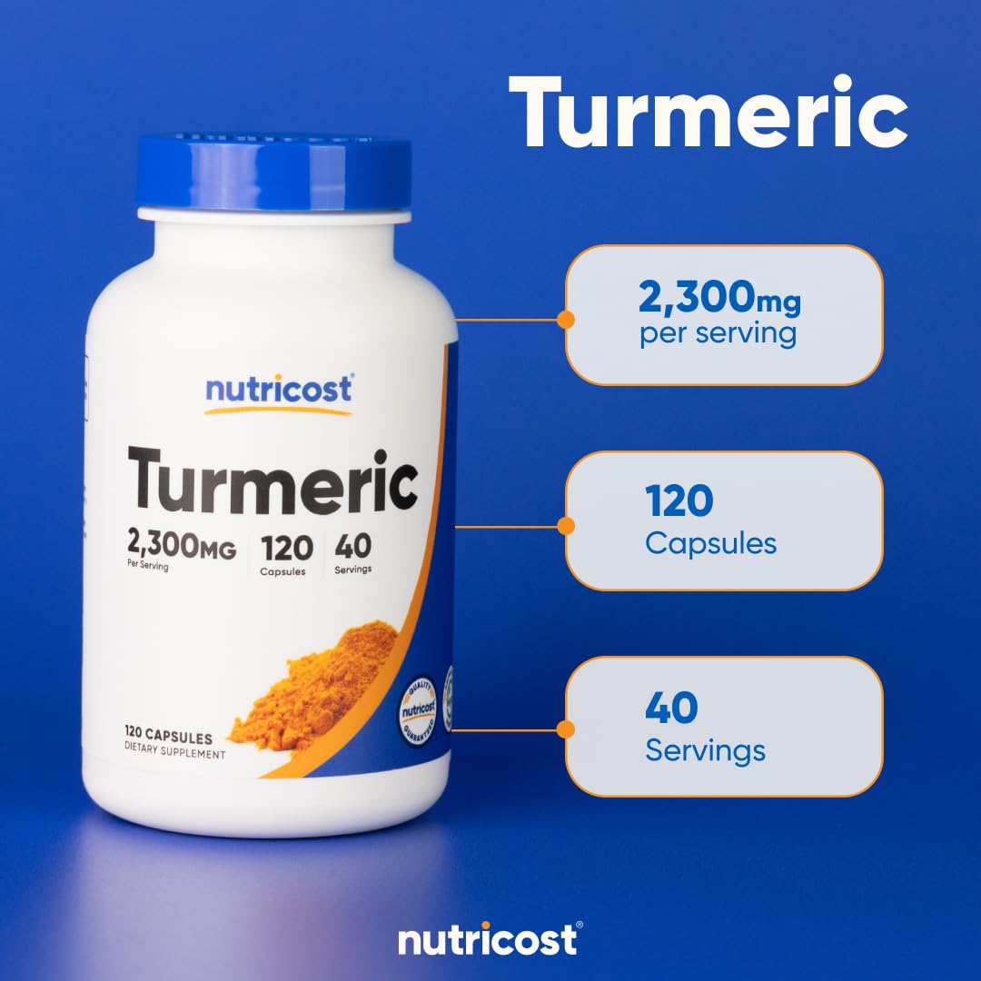 Nutricost Turmeric Curcumin with BioPerine – 2300mg Per Serving, 95% Curcuminoids, 120 Veggie Capsules (Pack of 2)