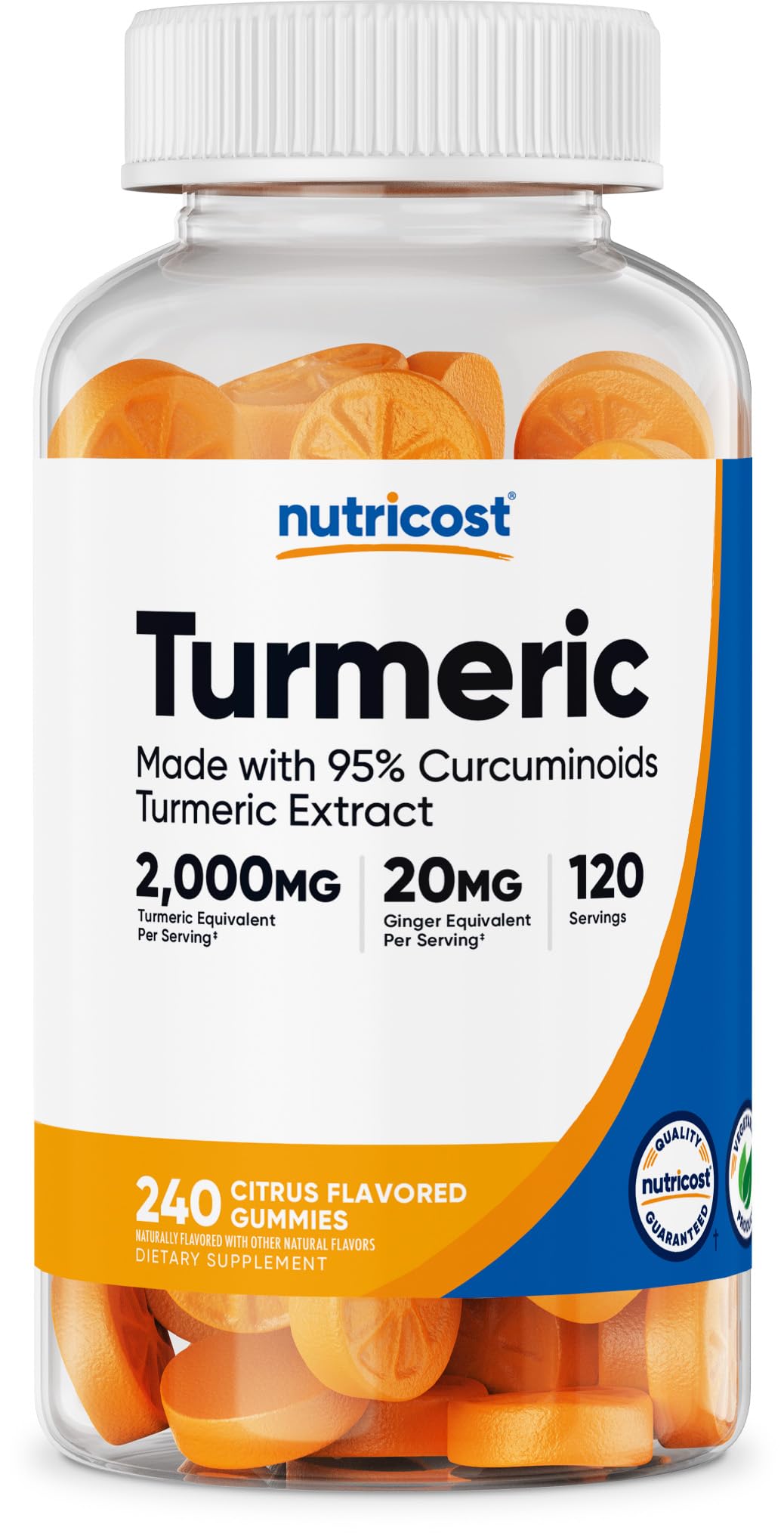 Nutricost Turmeric Gummies Citrus – 240 Gummies, 95% Curcuminoids, 120 Servings