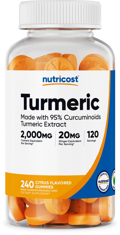 Nutricost Turmeric Gummies Citrus – 240 Gummies, 95% Curcuminoids, 120 Servings