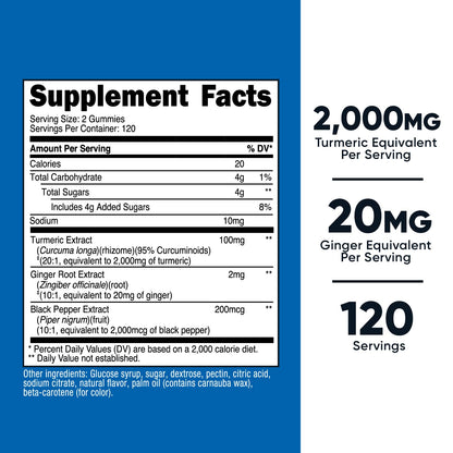 Nutricost Turmeric Gummies Citrus – 240 Gummies, 95% Curcuminoids, 120 Servings