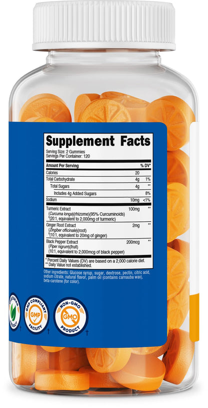 Nutricost Turmeric Gummies Citrus – 240 Gummies, 95% Curcuminoids, 120 Servings