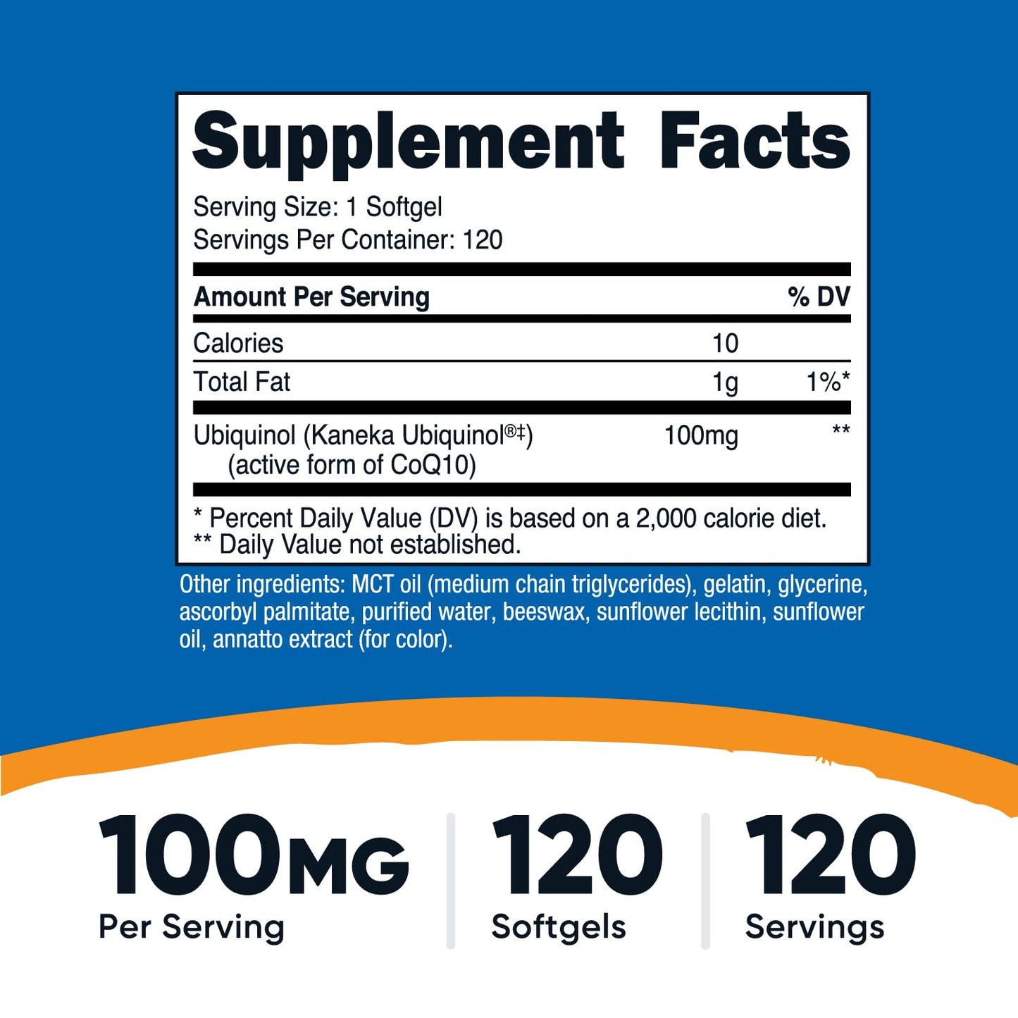 Nutricost Ubiquinol Softgels 100 mg - 120 Softgels | Gluten Free & Non-GMO
