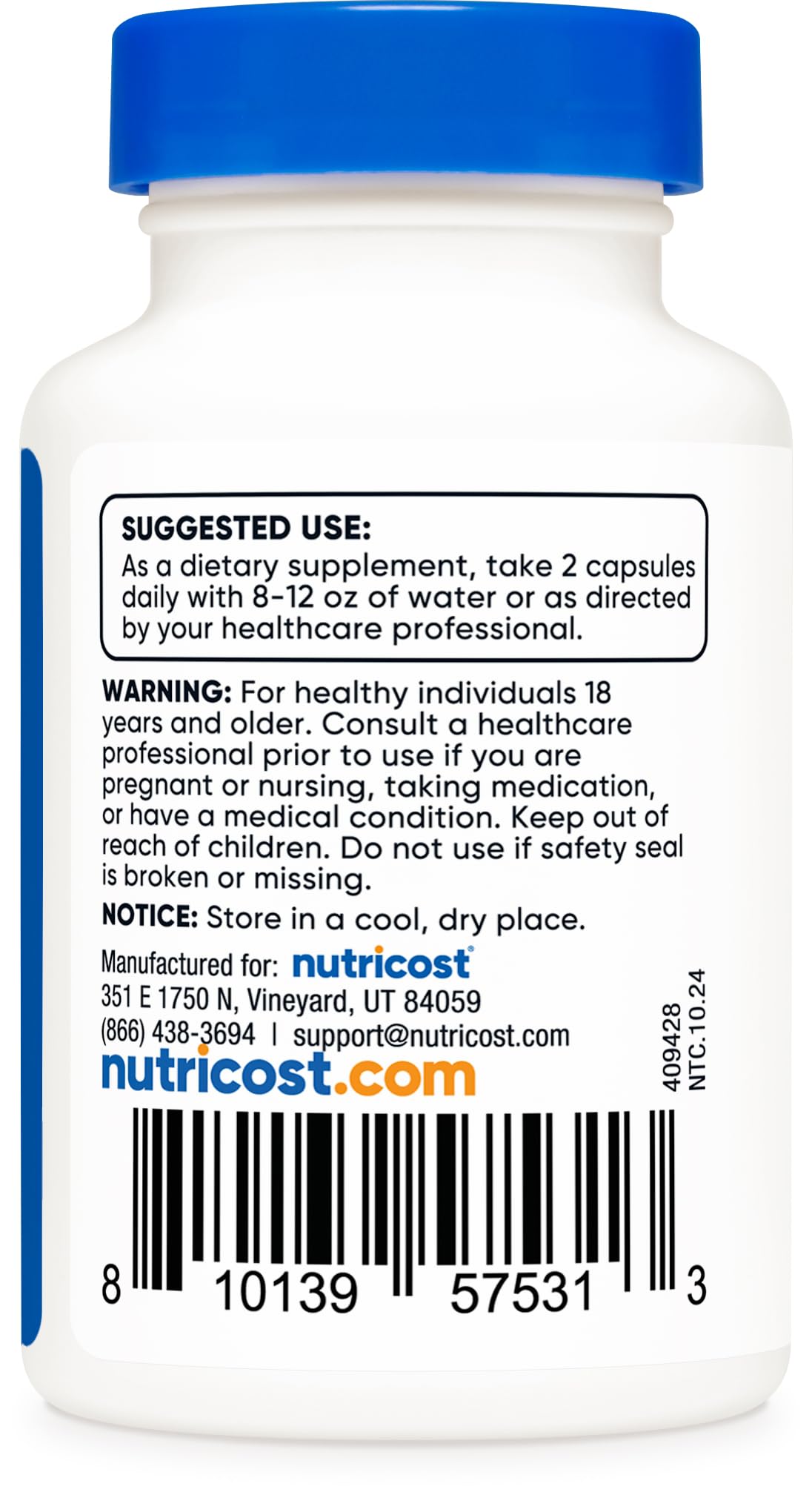 Nutricost Uridine Monophosphate 60 Capsules – 600 mg per Serving, Vegan, 30 Servings