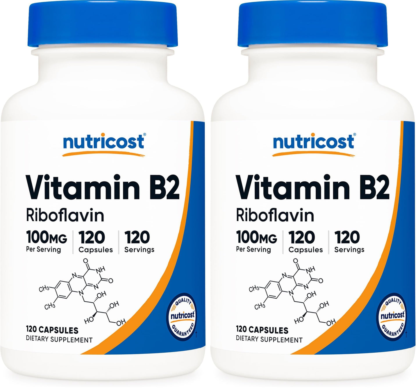 Nutricost Vitamin B2 (Riboflavin) 100mg | 120 Capsules - Gluten Free & Non-GMO (Pack of 2)