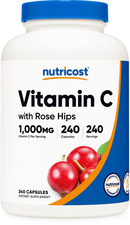 Nutricost Vitamin C with Rose Hips 1025mg – 240 Capsules | Vitamin C 1000mg, Non-GMO, Gluten Free