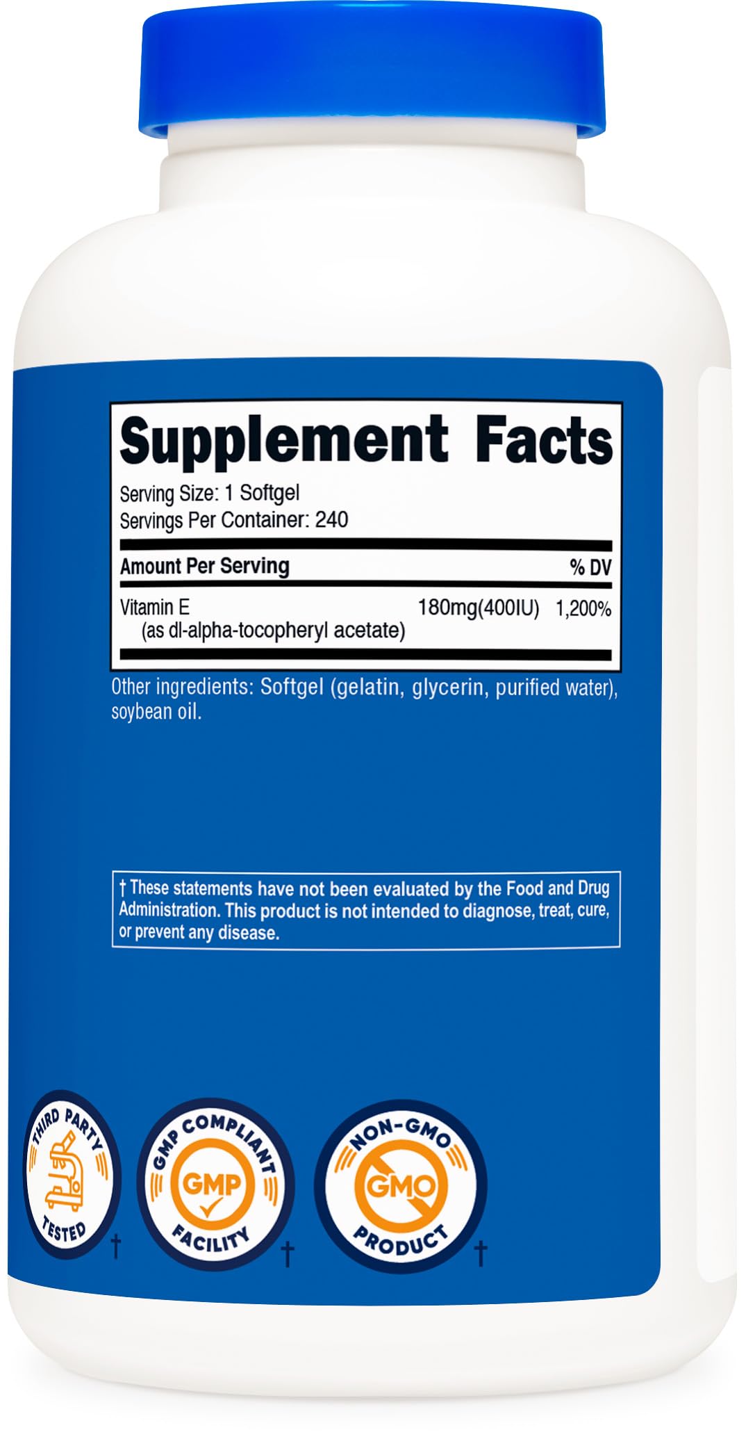 Nutricost Vitamin E 400 IU | 240 Softgel Capsules – Gluten Free, Non-GMO