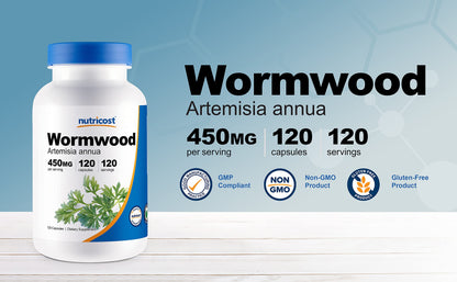 Nutricost Wormwood Capsules 450mg - 120 Count | Vegetarian, Gluten Free, Non-GMO