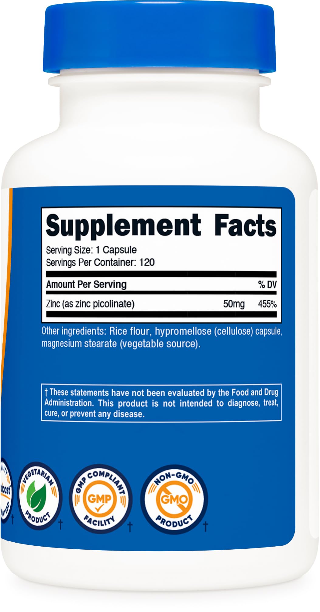Nutricost Zinc Picolinate 50mg - 120 Vegetarian Capsules | Gluten Free & Non-GMO