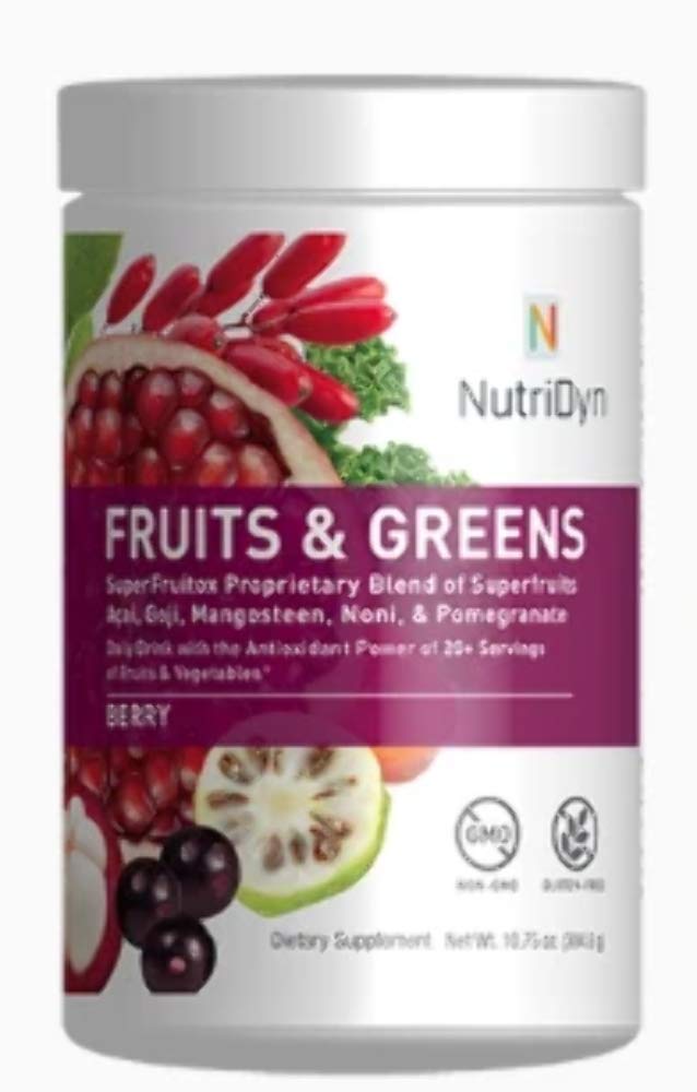 NutriDyn Fruits & Greens Berry Flavor Certified Organic Daily Drink with Acai, Goji, Pomegranate & Super Fruits – 304.8 g