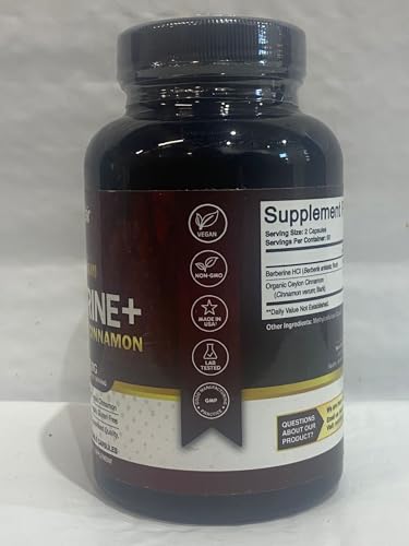 NutriFlair Berberine HCL 1200mg + Cinnamon - 120 Veggie Capsules