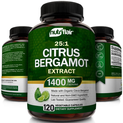 NutriFlair Citrus Bergamot 1400mg - 120 Vegan Capsules | Non-GMO