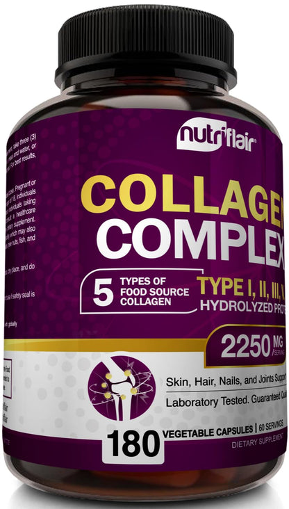 NutriFlair Multi Collagen Peptides 2250mg – 180 Capsules