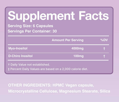 Nutriissa Divine Feminine – Myo-Inositol 4000 mg & D-Chiro 100 mg (40:1) – 180 Vegan Capsules – EPEB Certified