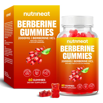NutriNeat Berberine Gummies - 60 Count, 2000mg Berberine + Cinnamon & Milk Thistle