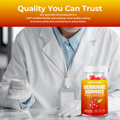NutriNeat Berberine Gummies - 60 Count, 2000mg Berberine + Cinnamon & Milk Thistle