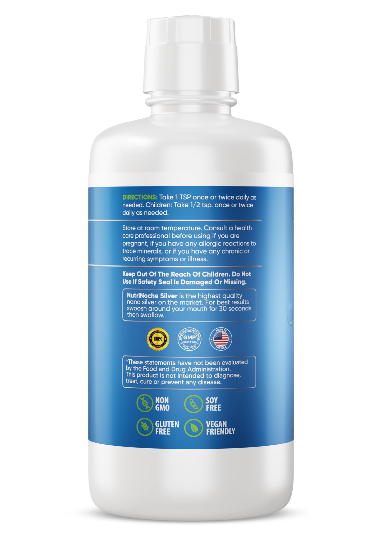 NutriNoche Colloidal Silver Mineral Liquid Supplement - 30 ppm, 32 oz - Colloidal Minerals