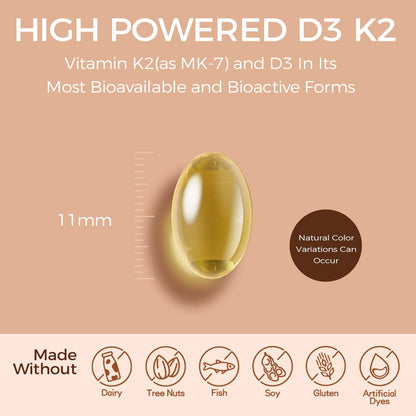 NutriSphere Vitamin D3 and K2 MK-7 – 365 Softgels, 10,000 IU D3 / 200 mcg K2 MK-7