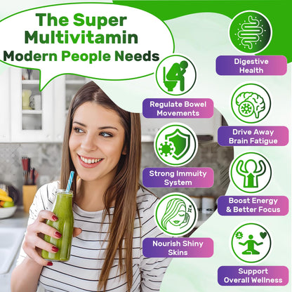 Super Greens Gummies – Spirulina & Chlorella with Probiotics & Prebiotic Fiber (60 Ct)