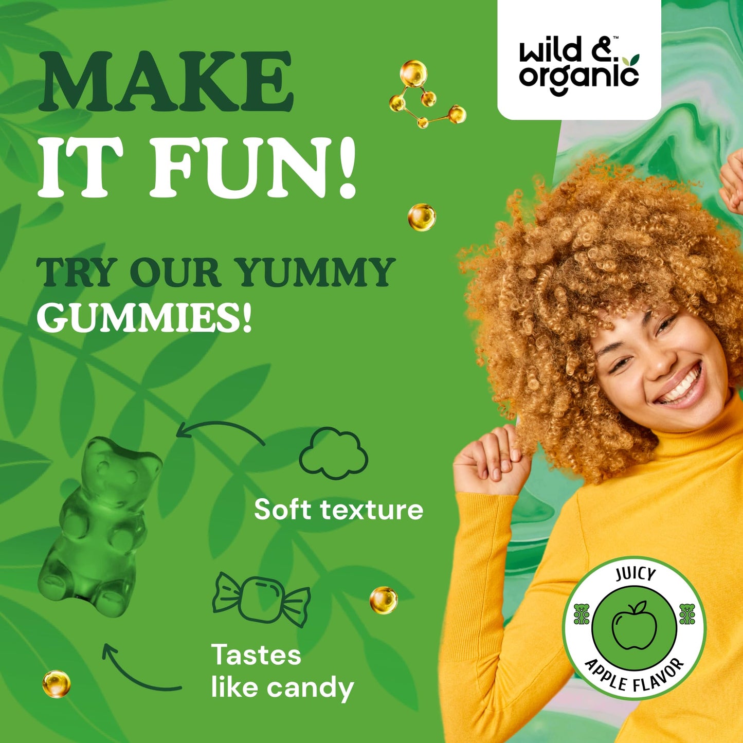 Wild & Organic Chlorophyll Gummies 50mg - Detox Cleanse, Vegan & Non-GMO, 60 Chews (Pack of 2)