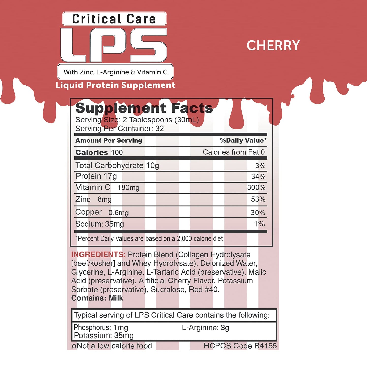 Nutritional Designs LPS Liquid Collagen & Whey Protein - Non-GMO, Sugar-Free, Cherry