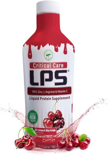 Nutritional Designs LPS Liquid Collagen & Whey Protein - Non-GMO, Sugar-Free, Cherry