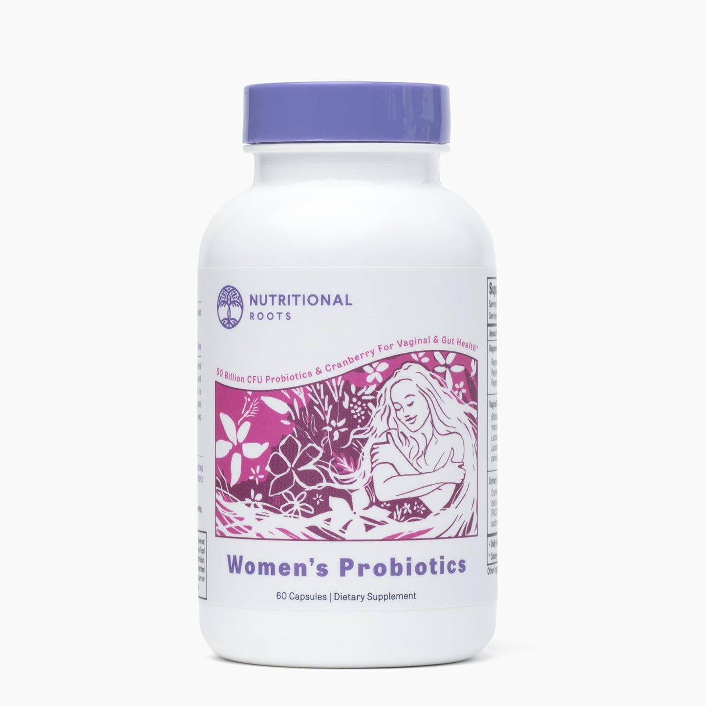 Nutritional Roots Women's Probiotics | Vaginal & Gut Health | Organic Prebiotics & Cranberry | 60 Servings